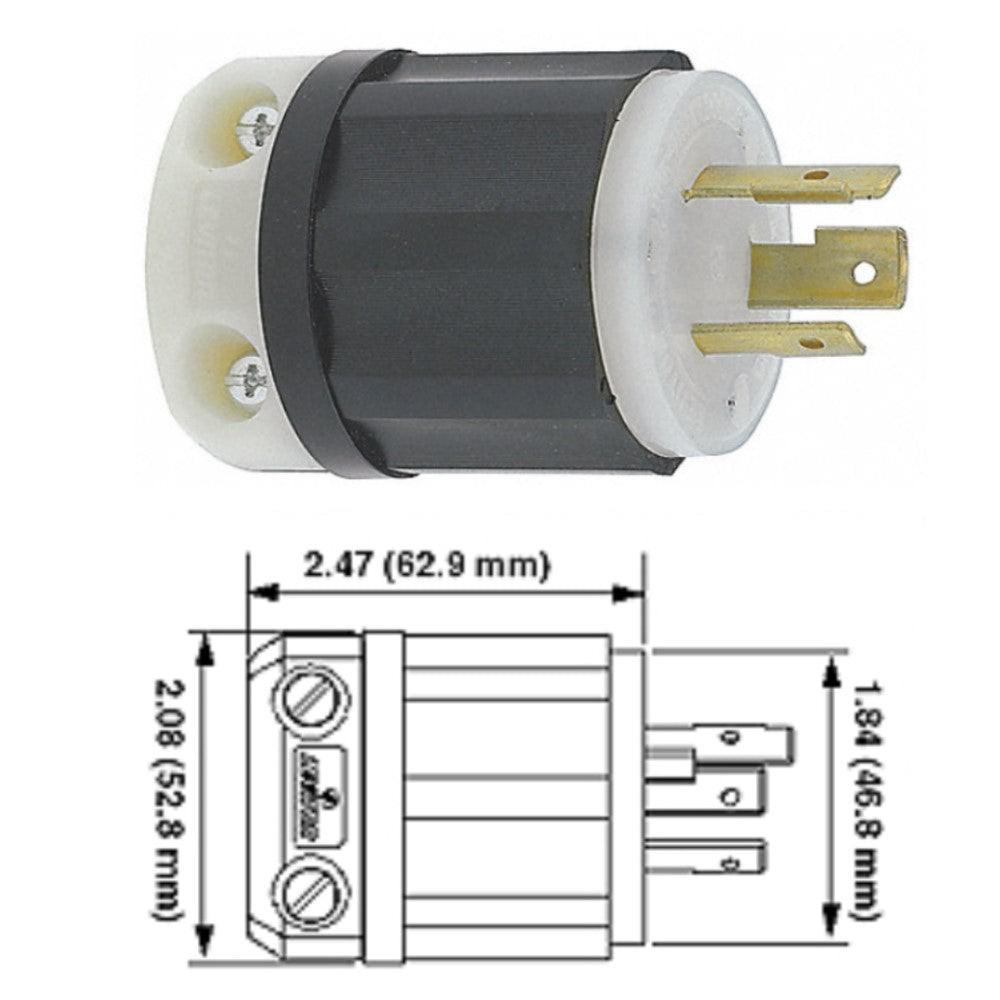 CLAVIJA MEDIA VUELTA 2P-3H 20A/480V. 02341-000 LEVITON