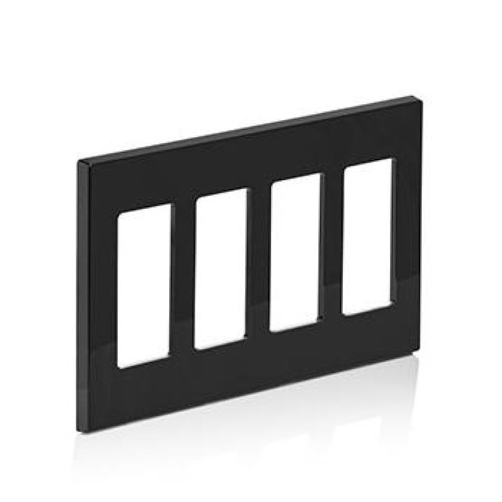 PLACA DECORA PLUS 4 UNIDADES NEGRA MCA LEVITON