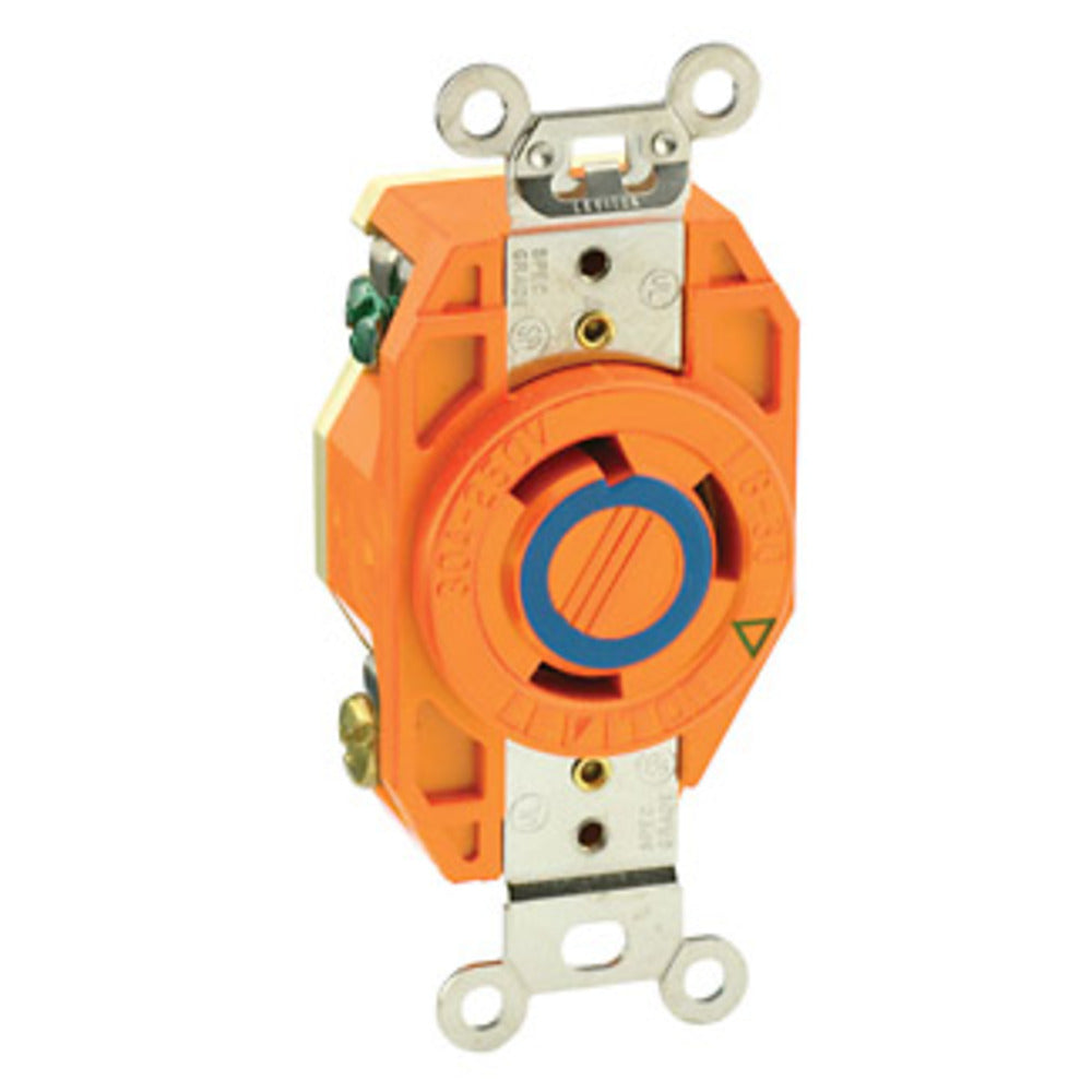 CONTACTO INDUSTRIAL MEDIA VUELTA TIERRA AISLADA 2P-3H 30A/250V. *** OFRECER AHL630P *** LEVITON