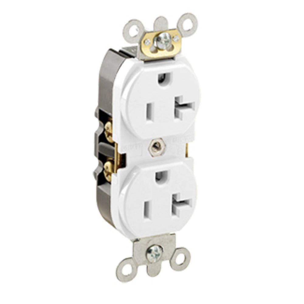 CONTACTO DUPLEX GRADO INDUSTRIAL PARA TRABAJOS PESADOS COLOR ENTRADA RECTA BLANCO *** OFRECER HBL5362W O AH5362W *** LEVITON