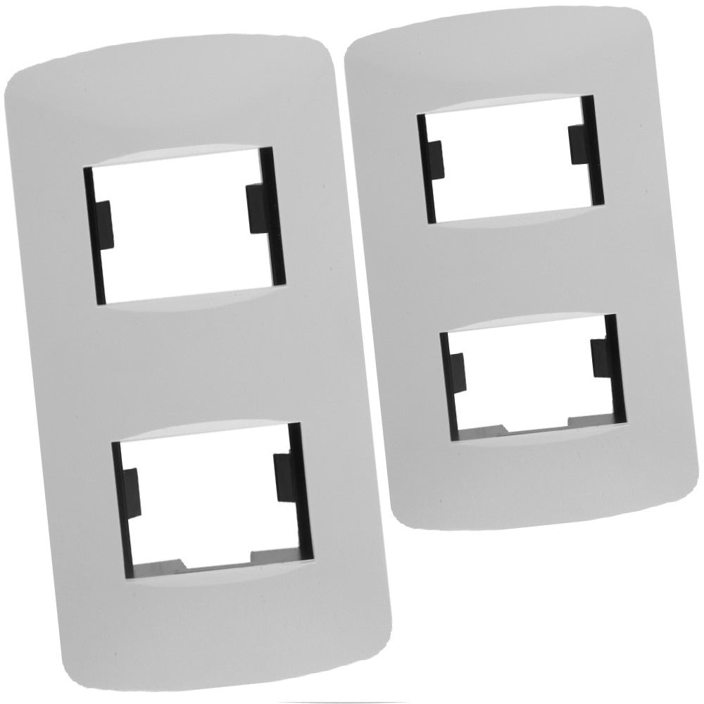 PLACA DOS MODULOS TEXTURA PULIDO BLANCO MODULAR PLUS LEVITON X55-25000-0B2