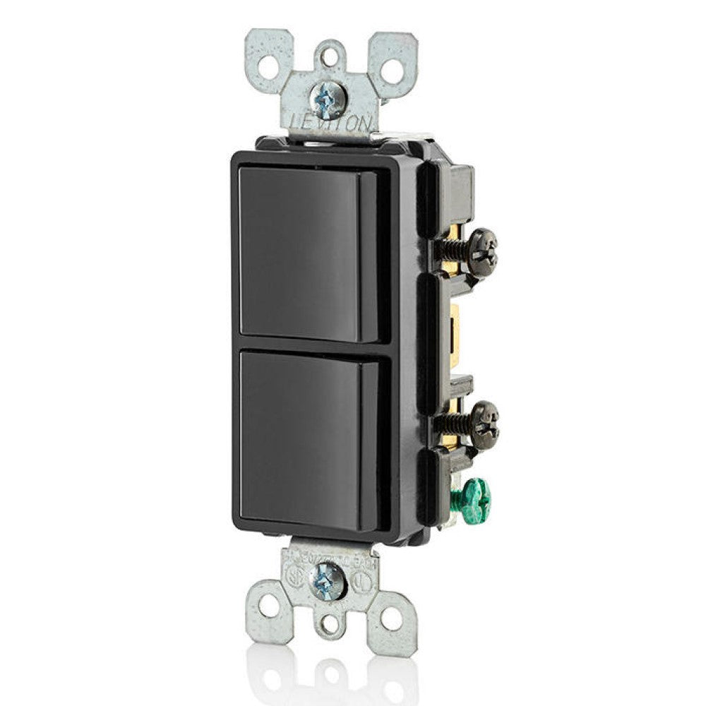 APAGADOR DUPLEX DECORA 3V BALANCIN 15A 120/277V NEGRO DECORA