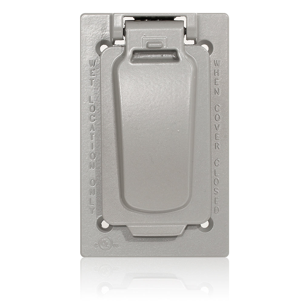 PLACA RESISTENTE A LA INTEMPERIE METALICA PARA INTERRUPTOR DE PALANCA GRIS LEVITON
