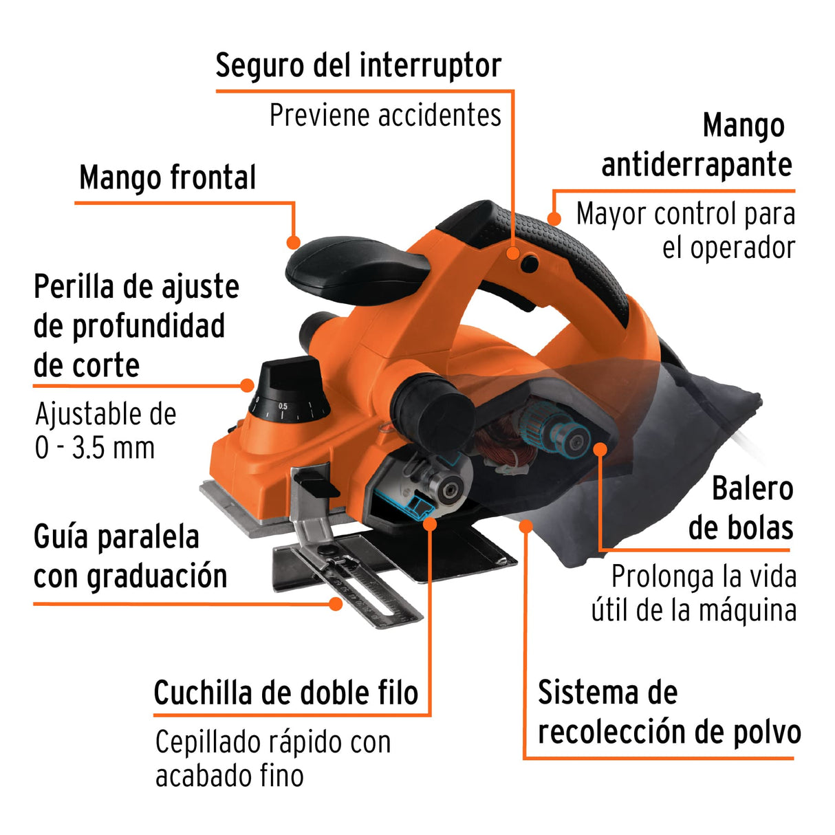 CEPILLO ELECTRICO 3 1/4" 850W. CEPEL-3-1/4A4 100502 TRUPER