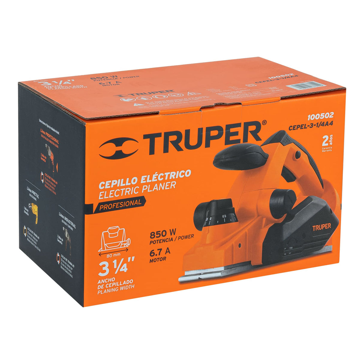 CEPILLO ELECTRICO 3 1/4" 850W. CEPEL-3-1/4A4 100502 TRUPER