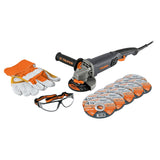 ESMERILADORA ANGULAR 4-1/2" INDUSTRIAL 950W COMBO INCLUYE LENTES GUANTES Y DISCOS