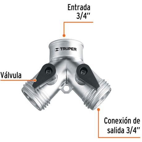 CONECTOR "Y" ALUMINIO ENTRADA 3/4"
