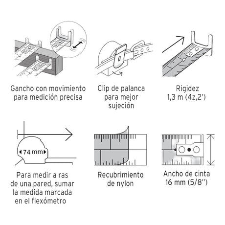 FLEXOMETRO AUTO LOCK 3 M CINTA 16 MM MCA TRUPER CONSTRUCCION