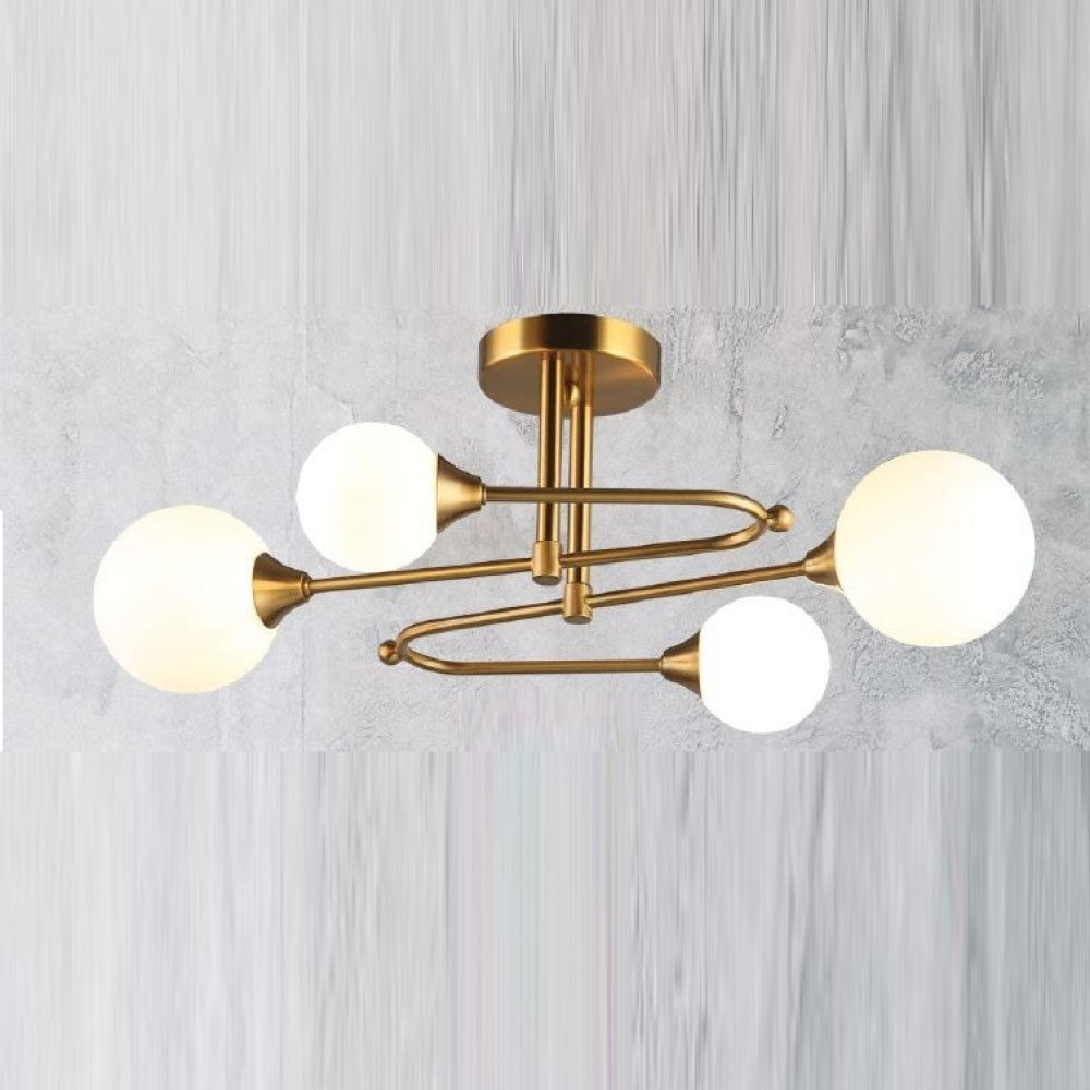 LUMINARIA COLGANTE COLOR ORO/CRISTAL OPALINO 4 X 40 W FIONA