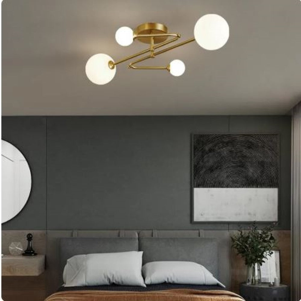 LUMINARIA COLGANTE COLOR ORO/CRISTAL OPALINO 4 X 40 W FIONA