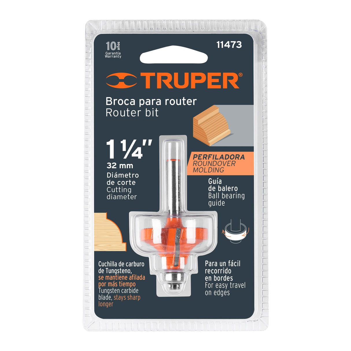 BROCA PARA ROUTER REDONDEADO CON MOLDURA 1 1/4" CON BALERO BROU-RM1-1/4X