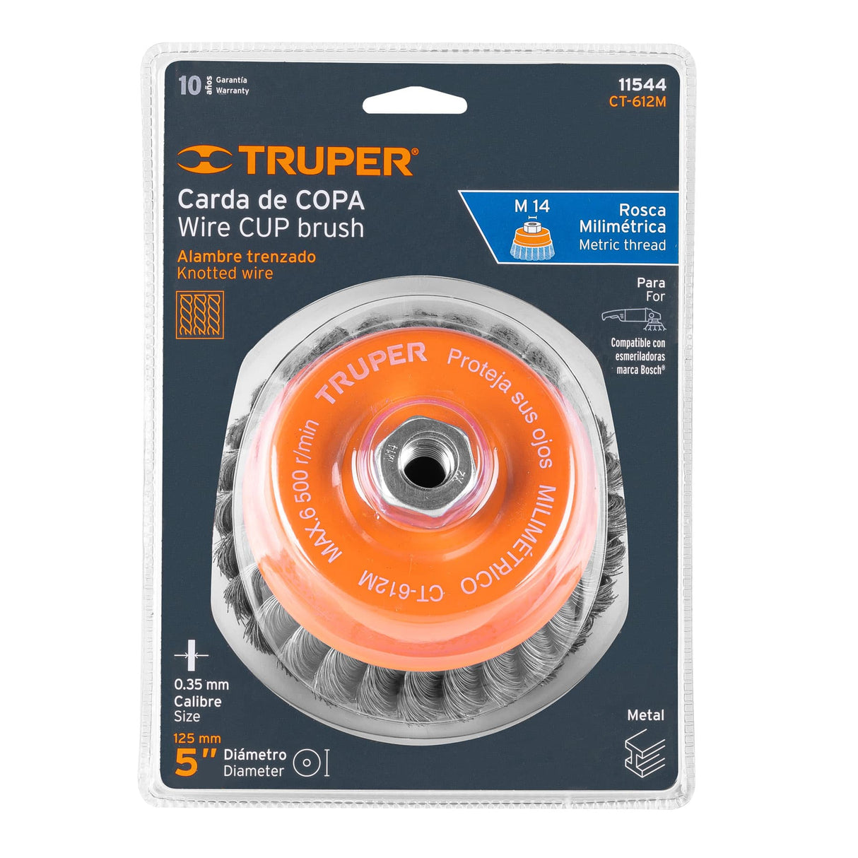 CARDA DE COPA TRENZADO 5" TRUPER CONSTRUCCION