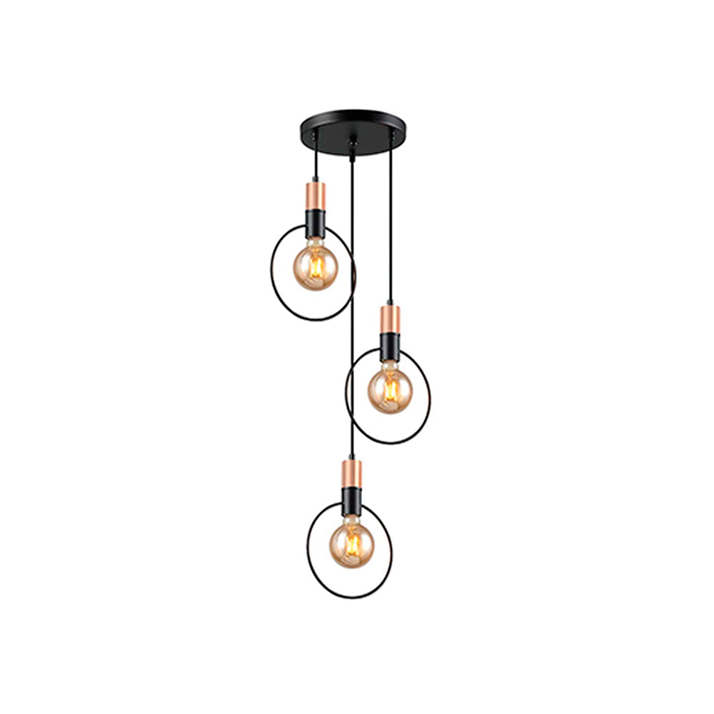 LUMINARIA COLGANTE COLOR NEGRO/COBRE 3 X 60 W ATENAS