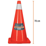 CONO DE PRECAUCION DE 70 CM DE PVC CON REFLEJANTE TRUPER