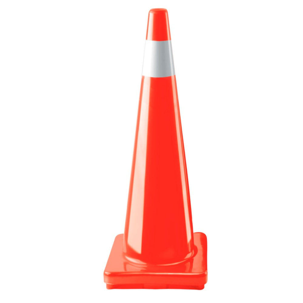 CONO DE PRECAUCION DE 90 CM DE PVC CON REFLEJANTE TRUPER