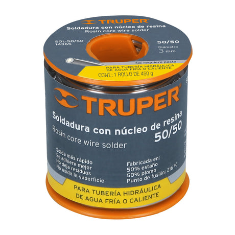 SOLDADURA CON NUCLEO RESINA 50/50 TUBERIA HIDRAULICA 450 G MCA TRUPER CONSTRUCCION