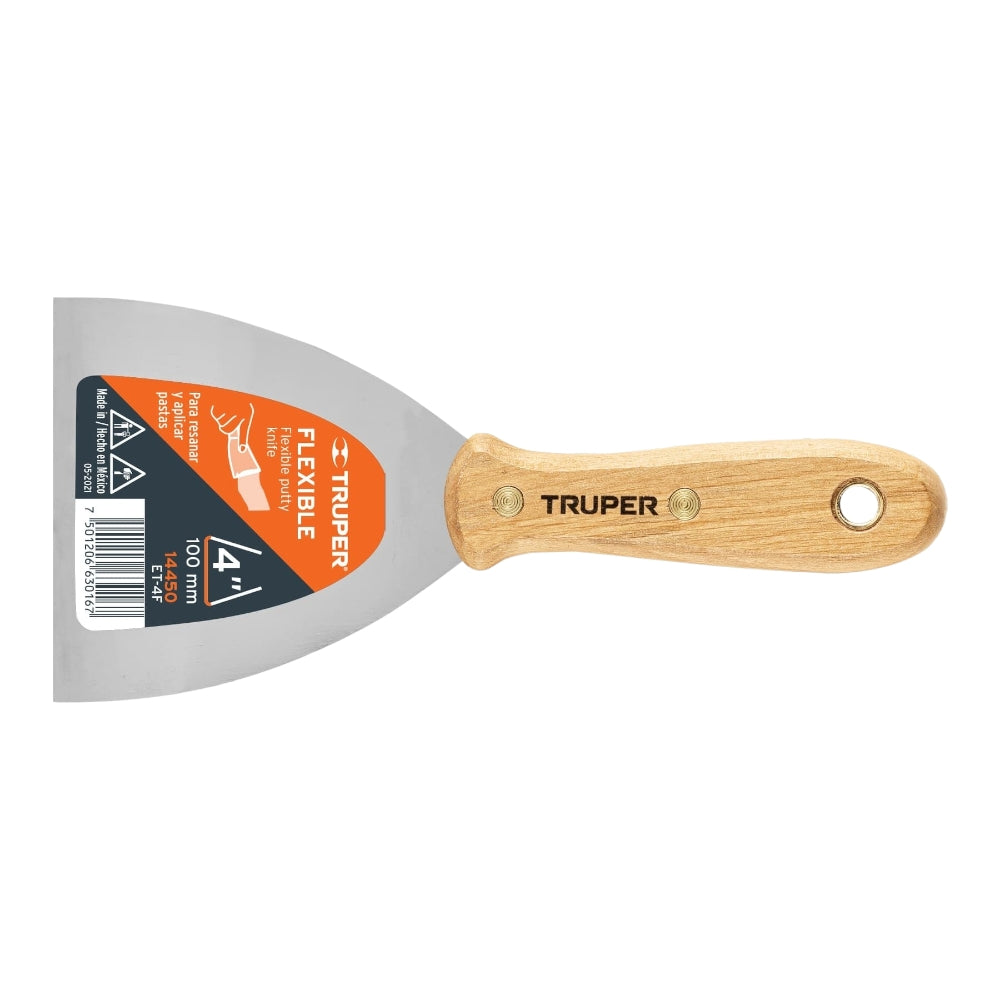 ESPATULA FLEXIBLE MANGO DE MADERA 4" MCA TRUPER CONSTRUCCION