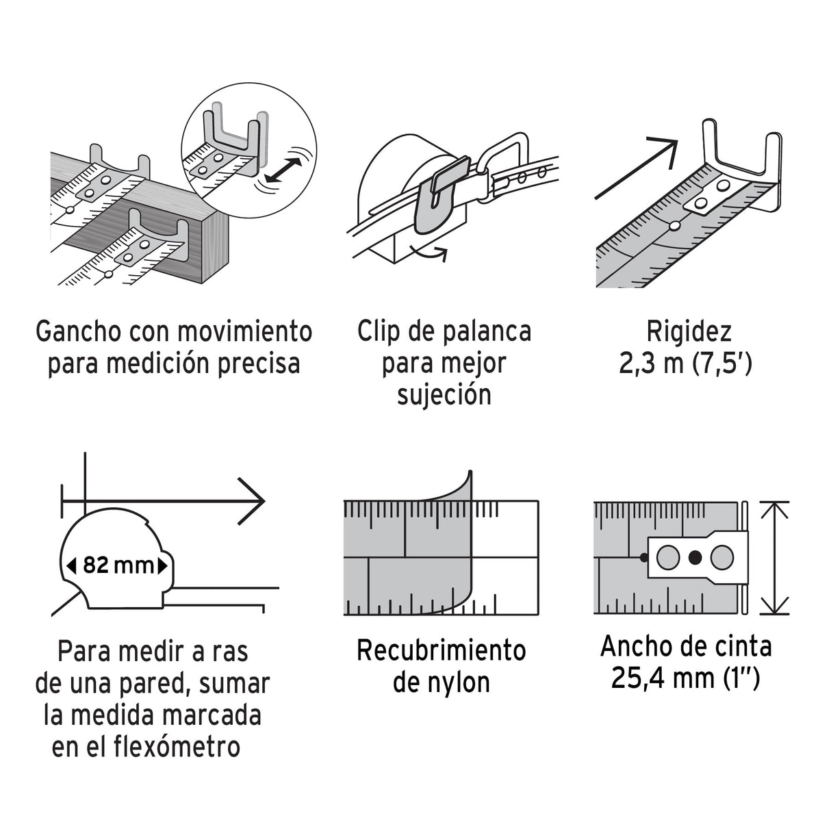 FLEXOMETRO GRIPPER CONTRA IMPACTO 8 M CINTA 25 MM MCA TRUPER CONSTRUCCION *** OFRECER B122075 ***