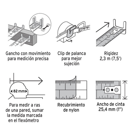 FLEXOMETRO GRIPPER CONTRA IMPACTO 8 M CINTA 25 MM MCA TRUPER CONSTRUCCION *** OFRECER B122075 ***