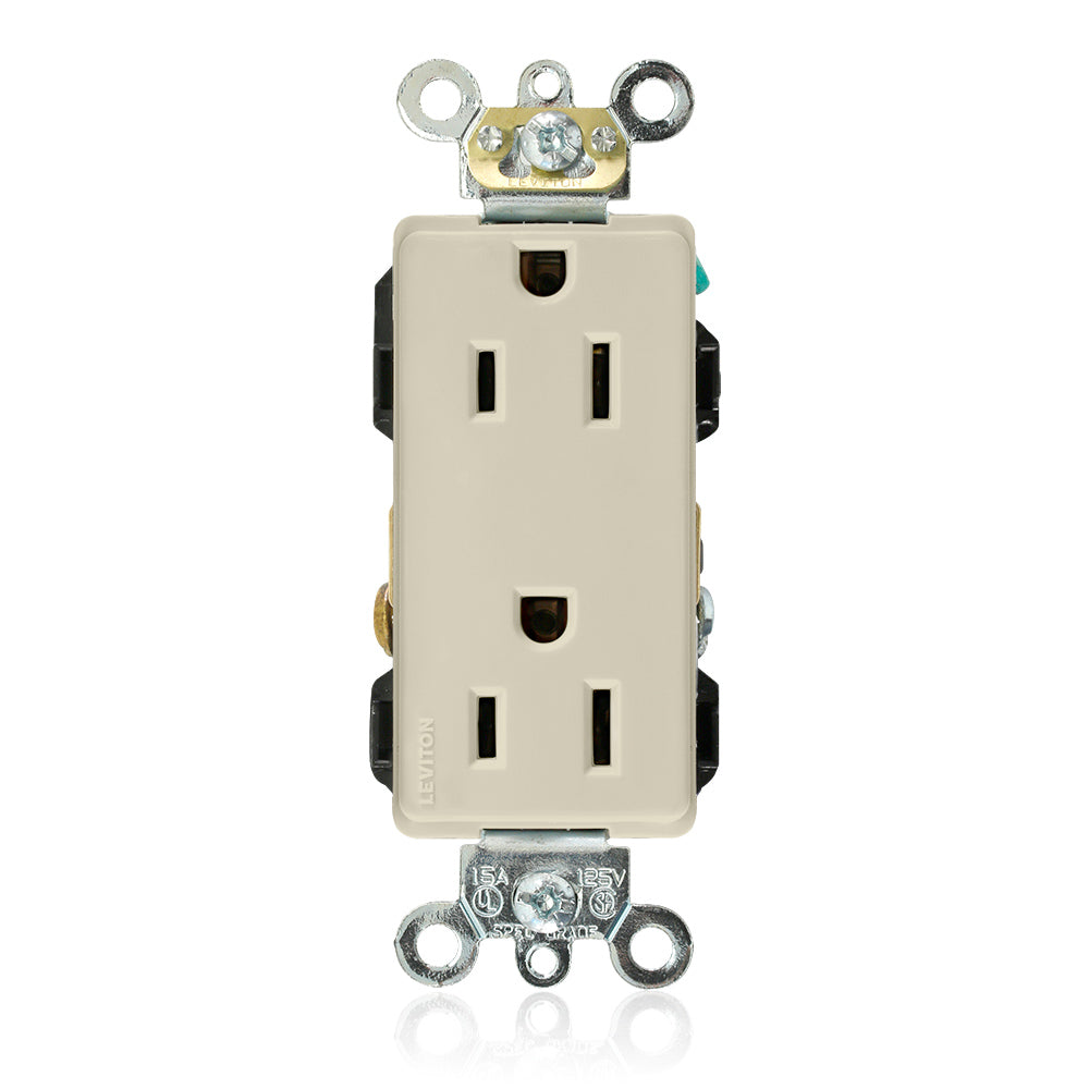 CONT. DUPLEX DECORA PLUS IND. 2F-3H 15A/125V. LAT. Y POST. MARFIL SIN PLACA 16262-00I LEVITON
