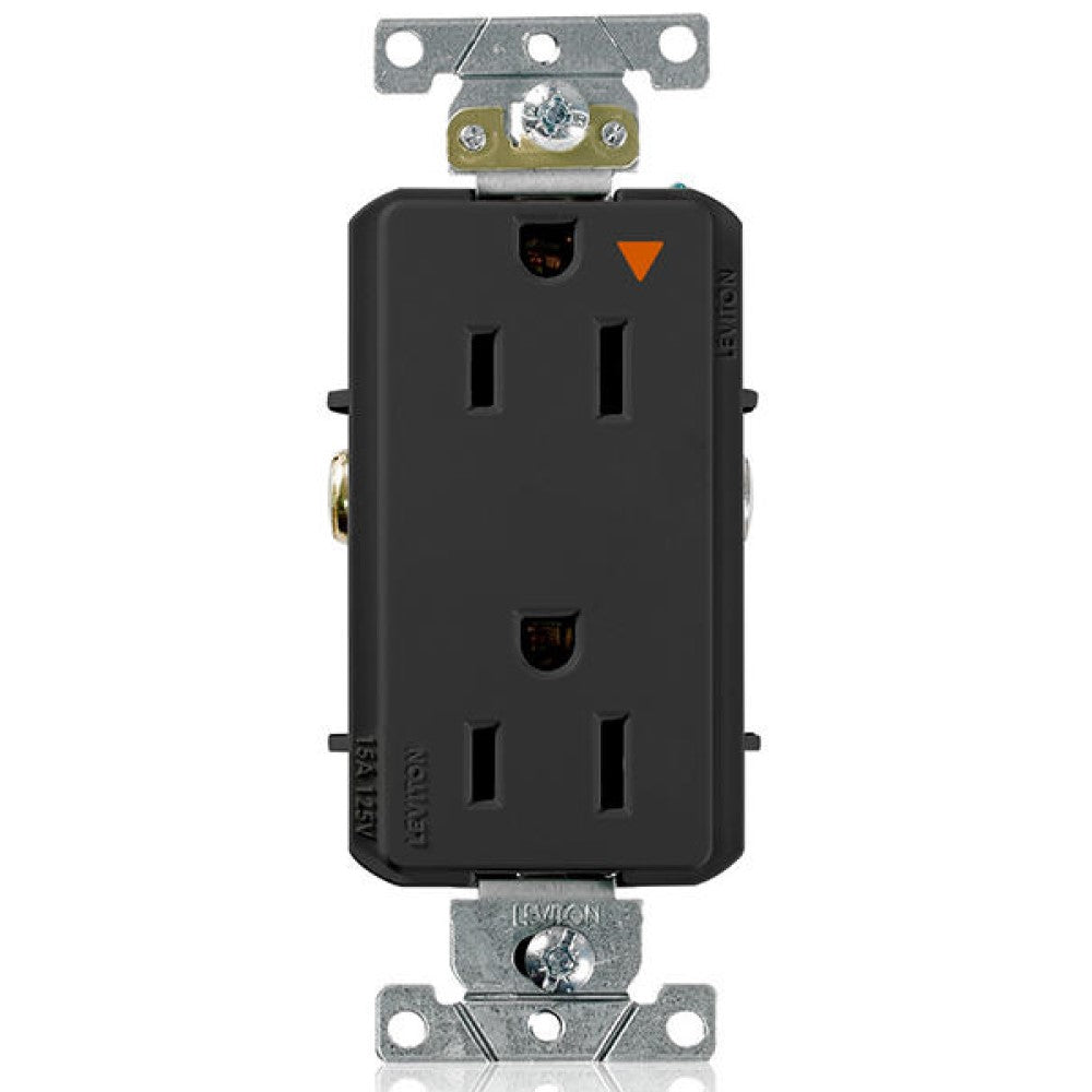 RECEPTACULO DUPLEX DECORA PLUS T.A. H 2P 3H 15A 125V NEGRO  LEVITON ***SIN T.E.***