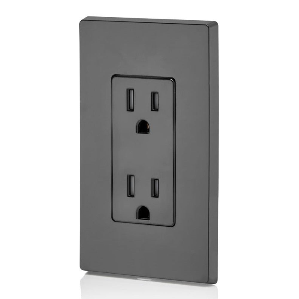 RECEPTACULO DUPLEX DECORA PLUS T.A. H 2P 3H 15A 125V NEGRO  LEVITON ***SIN T.E.***