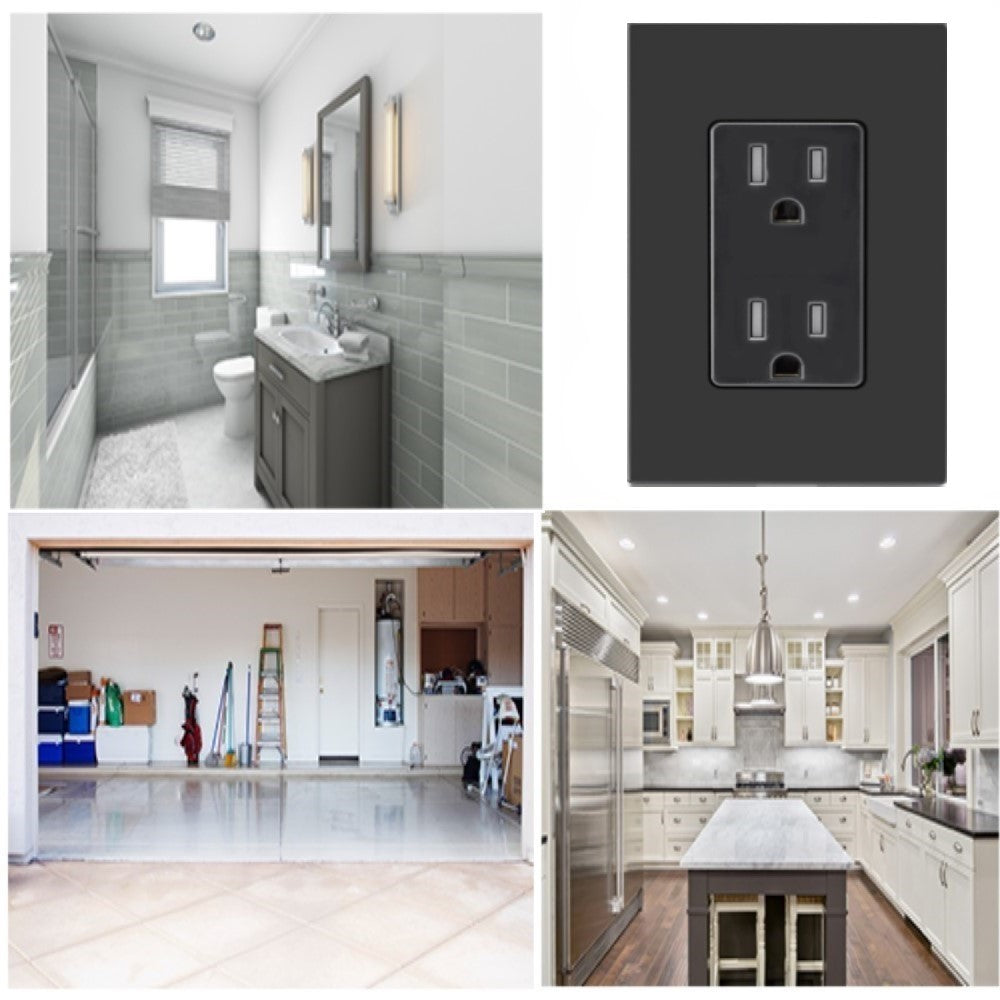 RECEPTACULO DUPLEX DECORA PLUS T.A. H 2P 3H 15A 125V NEGRO  LEVITON ***SIN T.E.***