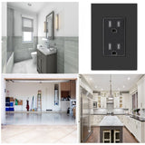 RECEPTACULO DUPLEX DECORA PLUS T.A. H 2P 3H 15A 125V NEGRO  LEVITON ***SIN T.E.***