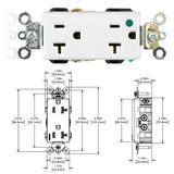 RECEPTACULO DUPLEX G. HOSPITAL 20A 125V BLANCO 16362-HGW LEVITON