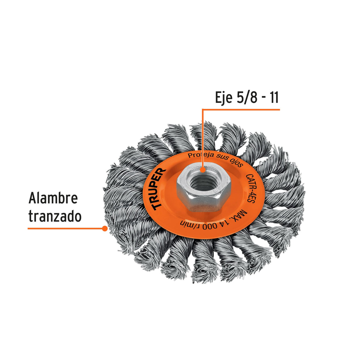 CARDA TRENZADA CIRCULAR 4" PARA ESMERILADORA MCA TRUPER