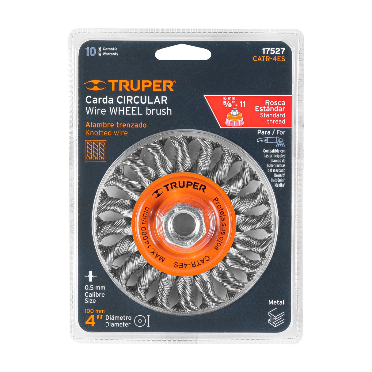 CARDA TRENZADA CIRCULAR 4" PARA ESMERILADORA MCA TRUPER