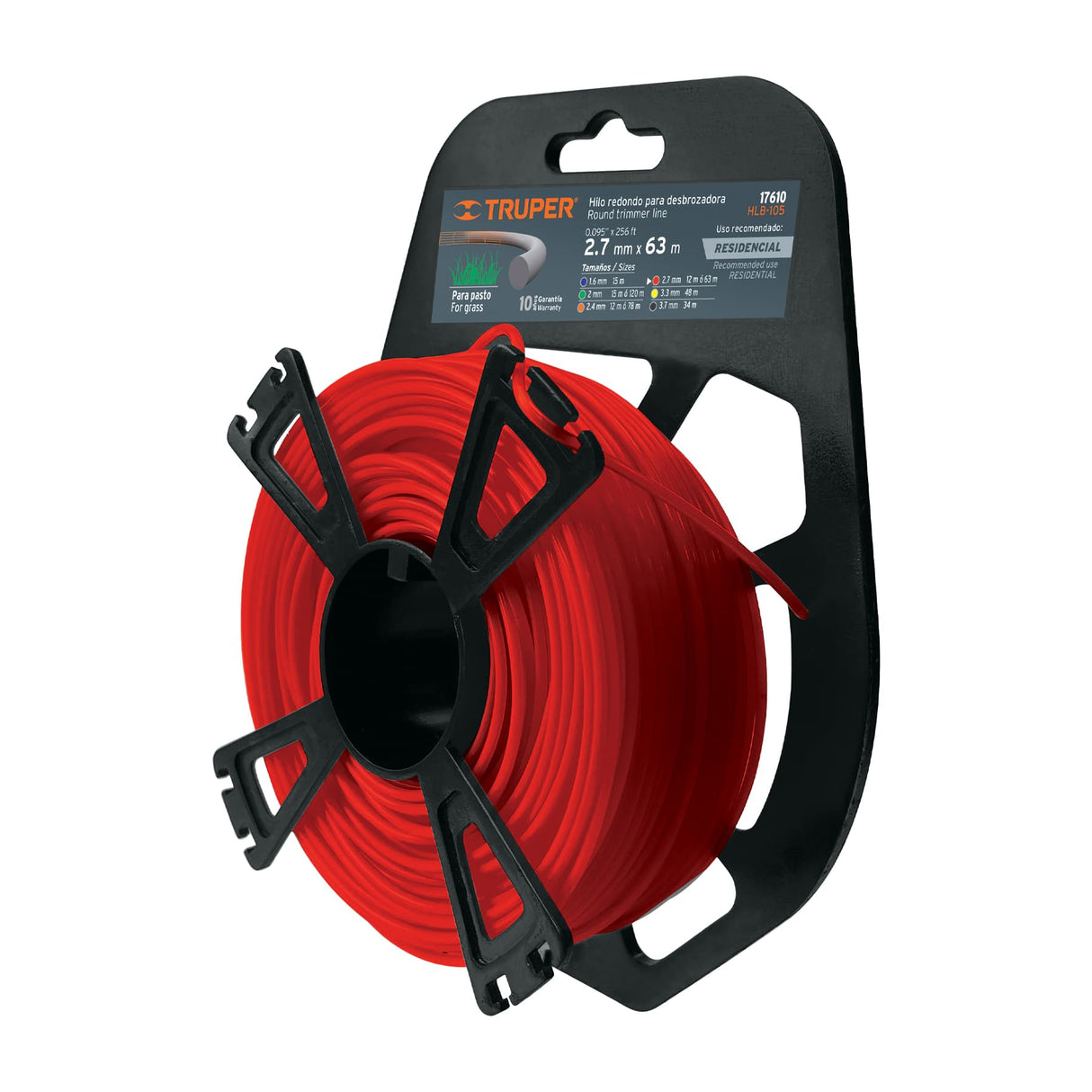 HILO REDONDO PARA DESBROZADORA 63 M LARGO 2.7 MM BLISTER MCA TRUPER