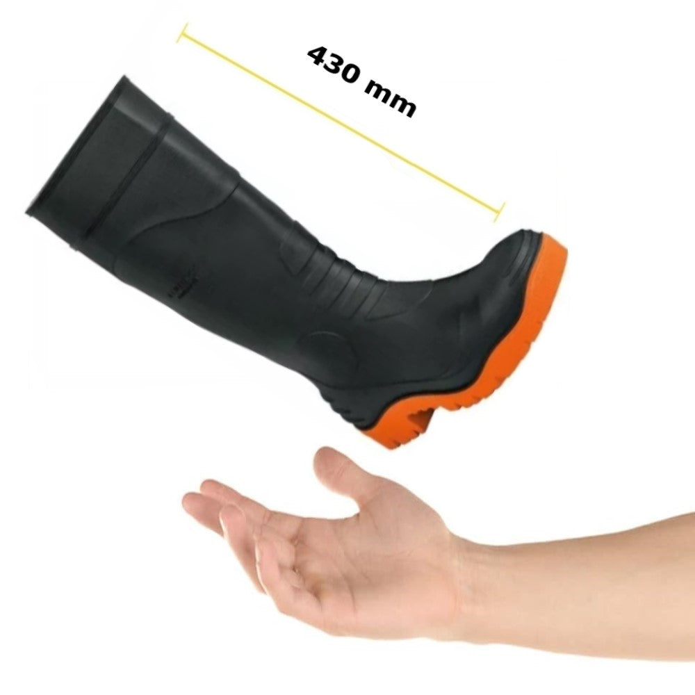 BOTA INDUSTRIAL PVC NEGRAS C/SUELA NARANJA #27 BOT-27I TRUPER