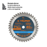 DISCO SIERRA P/MADERA 7 1/4" 40 DIENTES EJE 5/8" 8000RPM USO GENERAL ST-740 18301 TRUPER