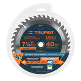 DISCO SIERRA P/MADERA 7 1/4" 40 DIENTES EJE 5/8" 8000RPM USO GENERAL ST-740 18301 TRUPER