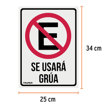 LETRERO DE SEÑALIZACION "NO ESTACIONARSE" 25X34 CM MCA TRUPER
