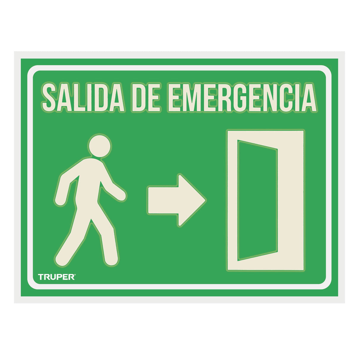 LETRERO DE SEÑALIZACION "SALIDA DE EMERGENCIA" 21 X 28 CM MCA TRUPER