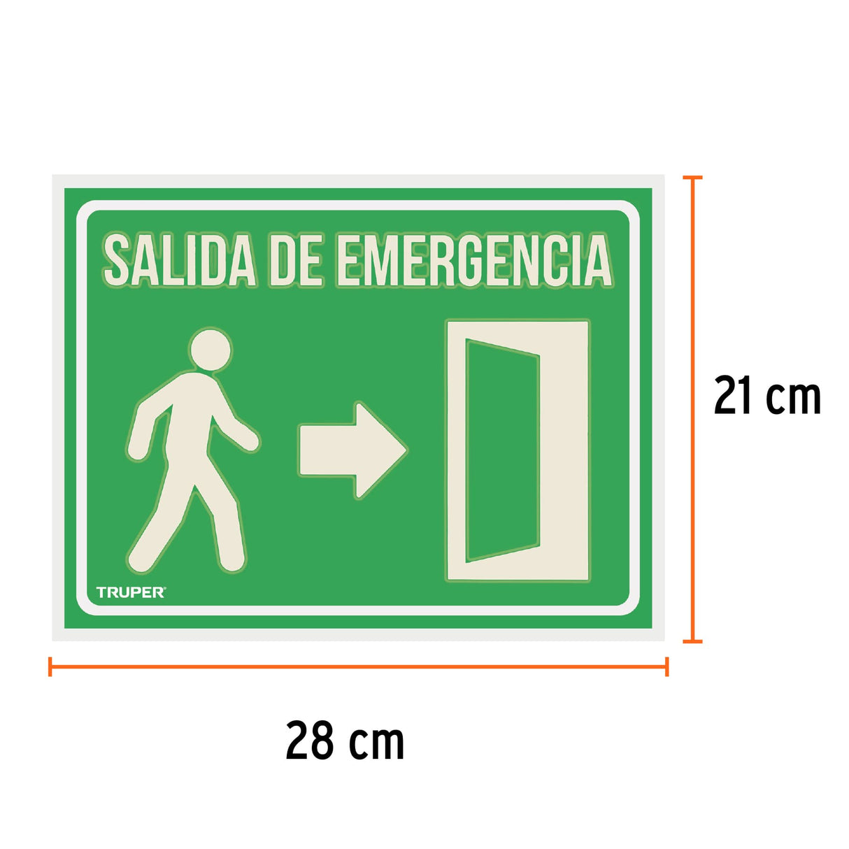LETRERO DE SEÑALIZACION "SALIDA DE EMERGENCIA" 21 X 28 CM MCA TRUPER