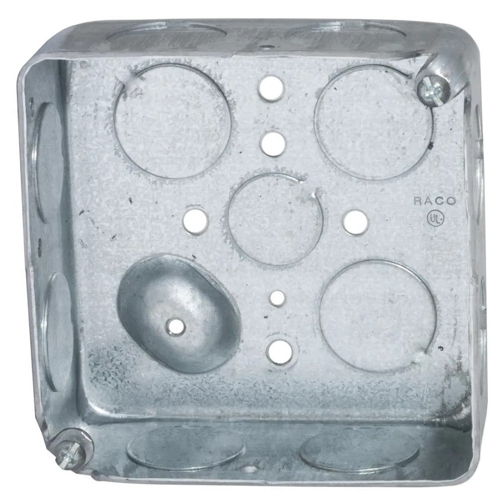 CAJA CUADRADA TROQUELADA 4" P/TUBO 3/4" PROF. 1 1/2" RACO