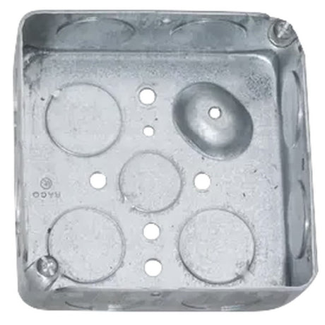 CAJA CUADRADA TROQUELADA 4" P/TUBO 3/4" PROF. 1 1/2" RACO