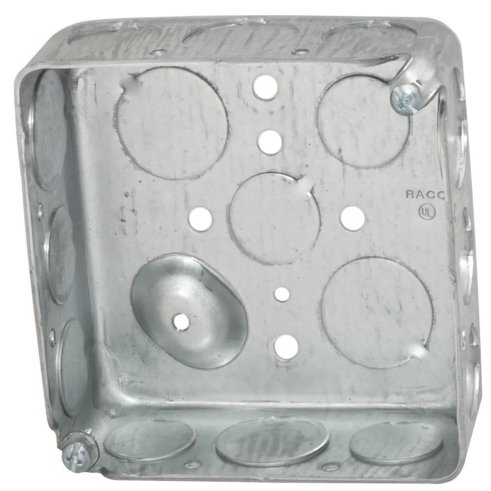 CAJA CUADRADA TROQUELADA 4" P/TUBO 1/2" Y 3/4" PROF. 1 1/2" **OFRECER BAWCC4X41234UL**