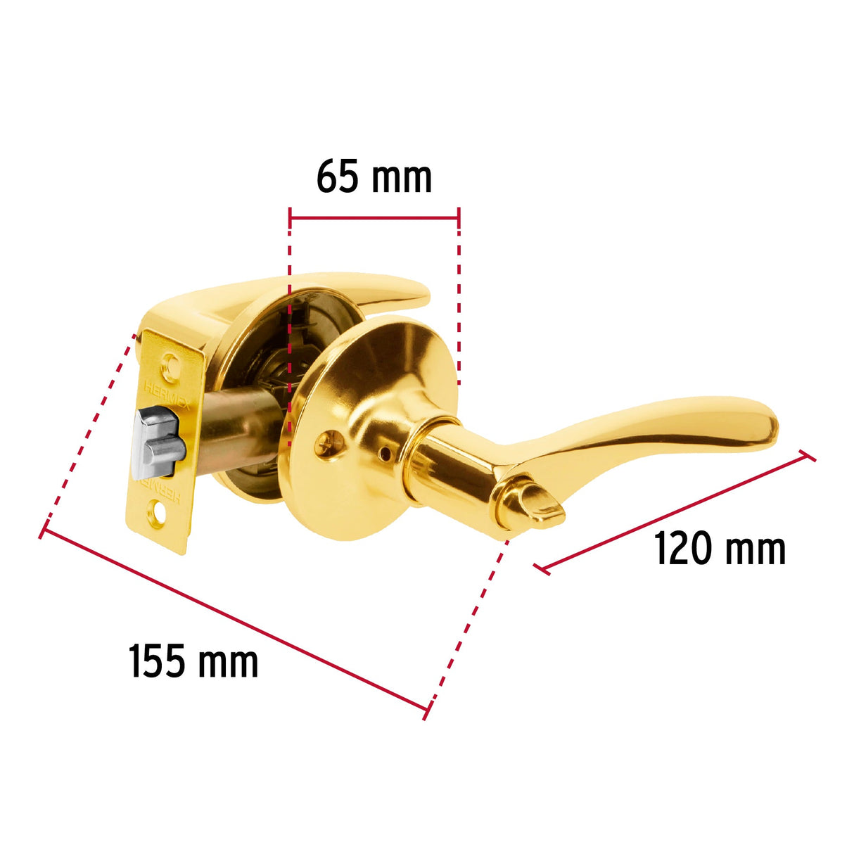 CERRADURA BASIC MANIJA CIL METAL RECAMARA LATONBRILLANTE MCA TRUPER HERMEX