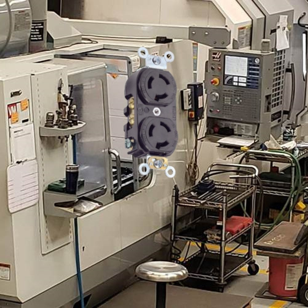 RECEPTACULO FIJO DUPLEX 1/2 VTA 2P 3H 15A 250V NEMA L6-15 NEGRO LEVITON