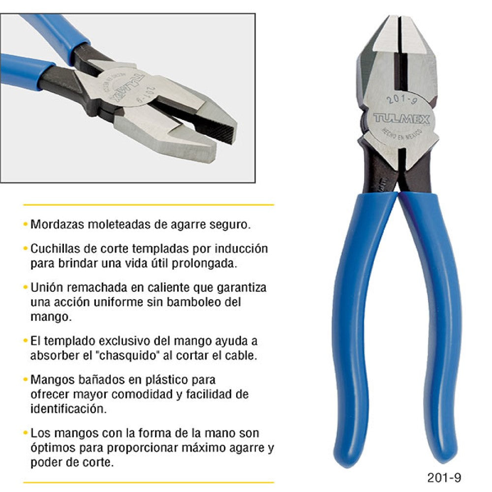 PINZA DE ELECTRICISTA 9"  CLASICA TULMEX KLEIN TOOLS
