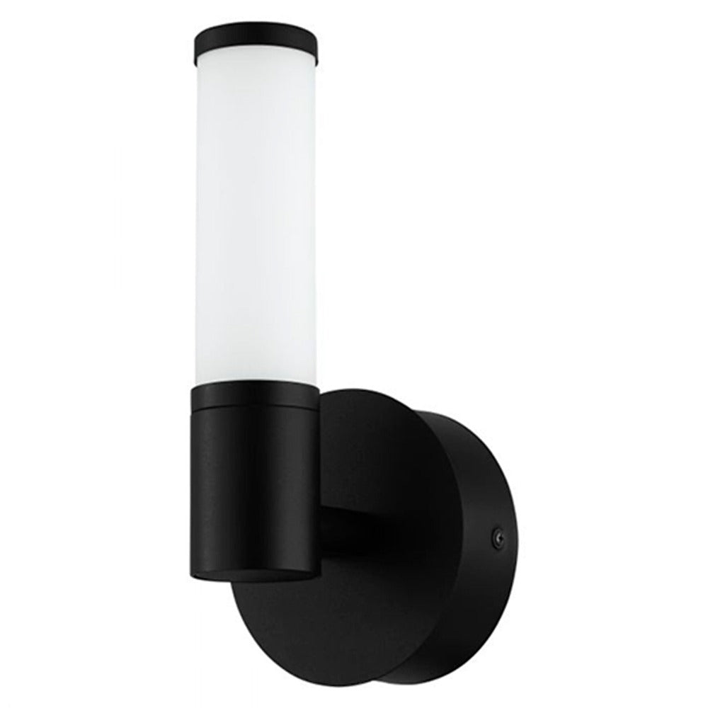 LUMINARIO DE PARED LED PALMERA 1 5.7W 3000K ACERO NEGRO VIDRIO BLANCO
