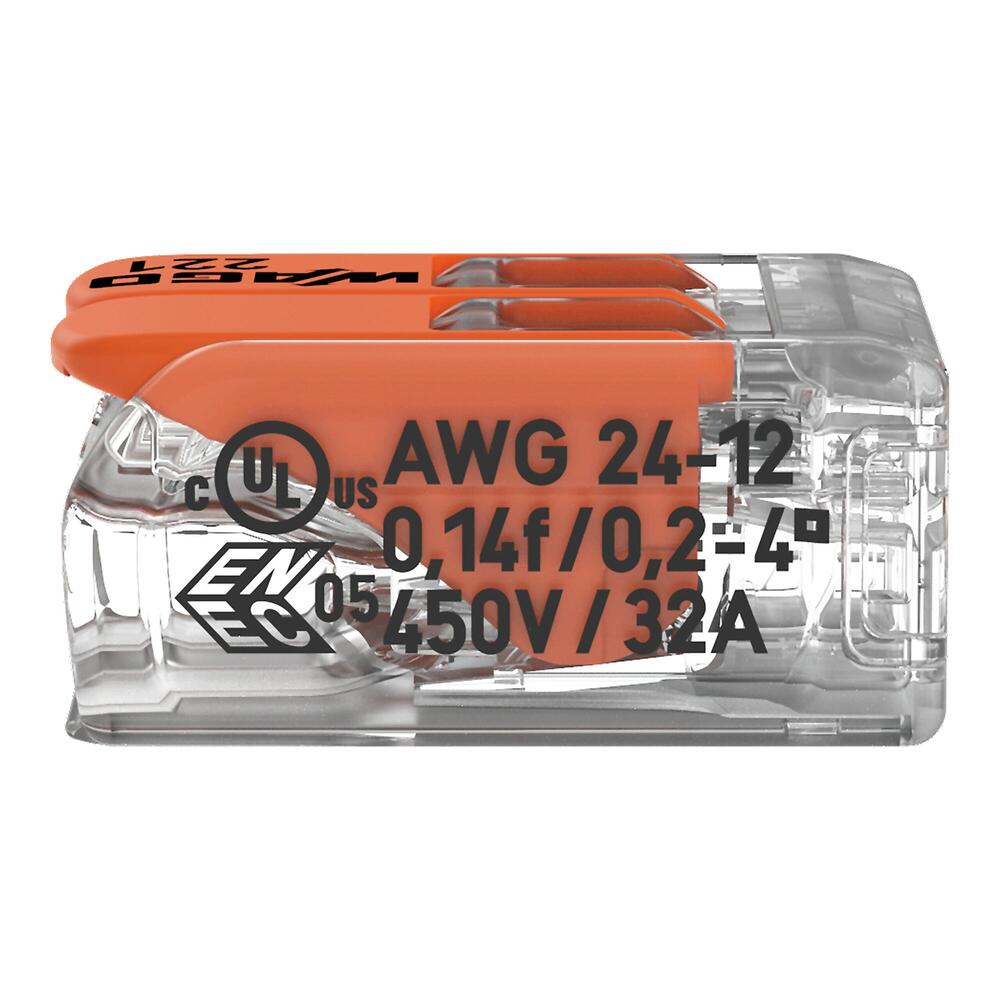 CONECTOR DE EMPALME 2 CONDUCTORES C/PALANCAS DE OPERACION CAL 12 AWG