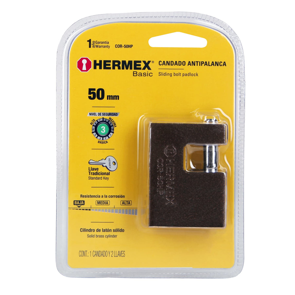 CANDADO ANTIPALANCA 50MM CUERPO DE HIERRO HERMEX BASIC MCA TRUPER