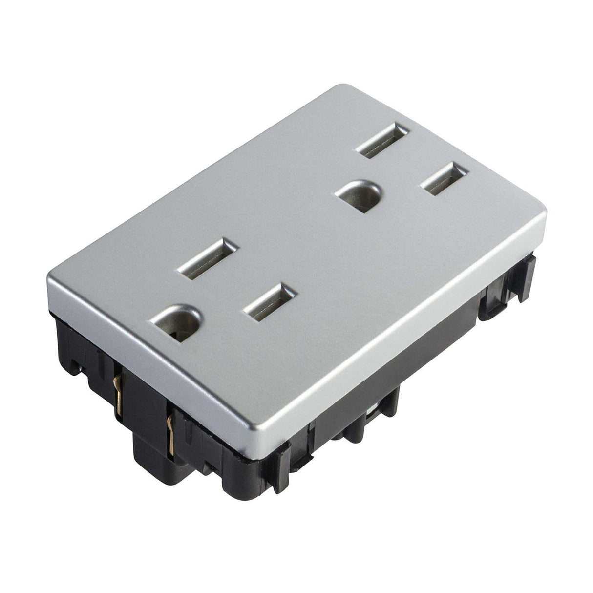 CONECTOR DÚPLEX ESTEVEZ STATUS 2 POLOS CON TIERRA 3 MÓDULOS TITANIO