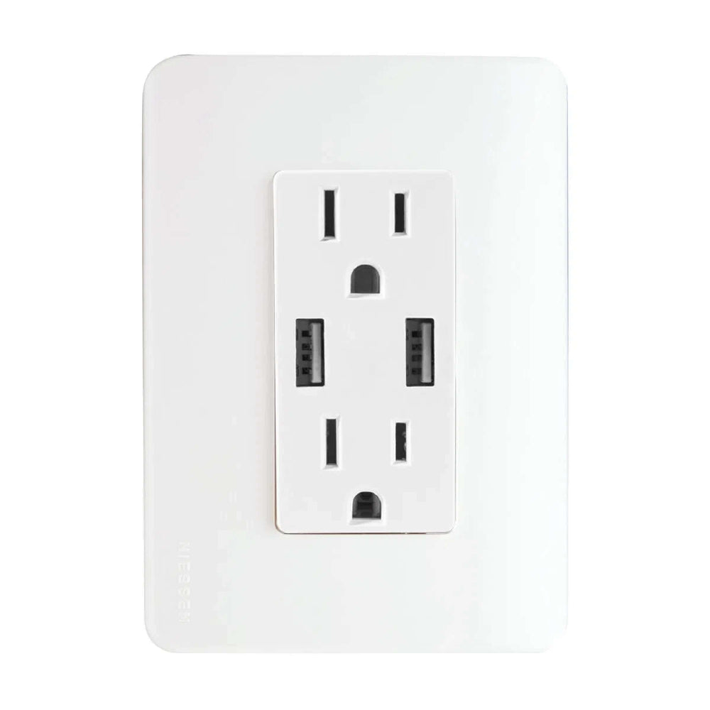 CONTACTO DÚPLEX ESTEVEZ STYLO STATUS 2P+T Y 2 USB 2.1A BLANCO CON PLACA BLANCO ALPINO