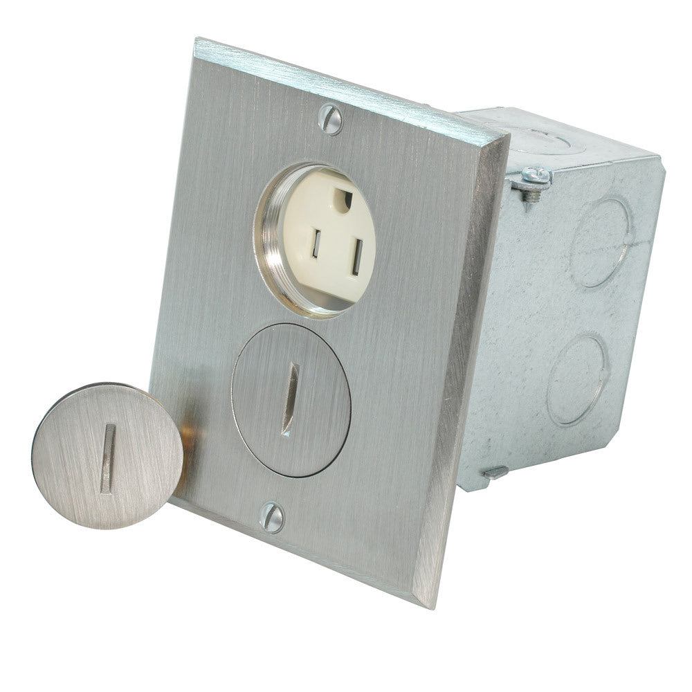 PLACA P/PISO C/CONTACTO DUPLEX 2P-3H 20A/125V. SATIN 25249-TFN LEVITON